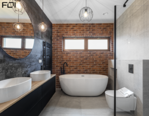 eleganckie wnętrze domu z naturalnym drewnem