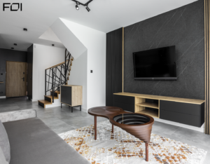 salon w domu przeznaczonym na wynajem realizacja