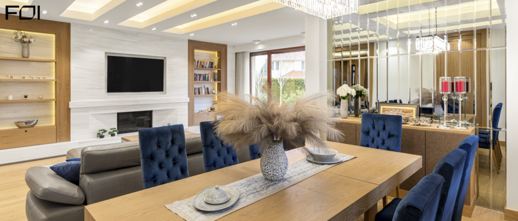 luksusowe wnętrze domu z naturalnym kamieniem