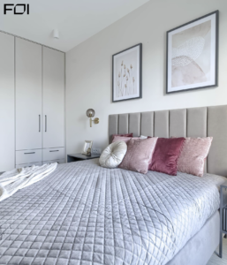 sypialnia w mieszkaniu inwestycyjnym pod Warszawą