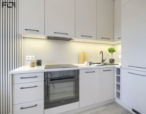 kuchnia w mieszkaniu na wynajem pod Warszawą zabudowa meblowa