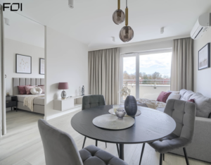 salon w mieszkaniu inwestycyjnym pod Warszawą realizacja wnętrza