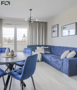 przestrzeń dzienna w mieszkaniu inwestycyjnym na wynajem