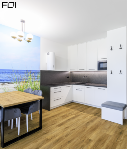 kuchnia w apartamencie wakacyjnym nad morzem Pogorzelica